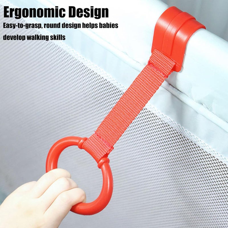 PandaEar 8 PCS Baby Pull Up Rings, Toddler Walking Exercise Stand Up for Playpen & Crib, Infant Cot Hanging Rings for Kids - Image 2